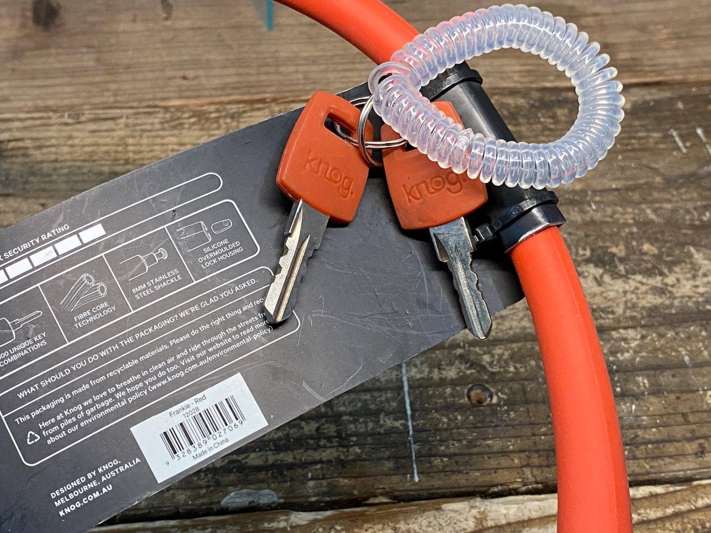 IL034 ノグ knog フランキー Frankie ケーブルロック 赤