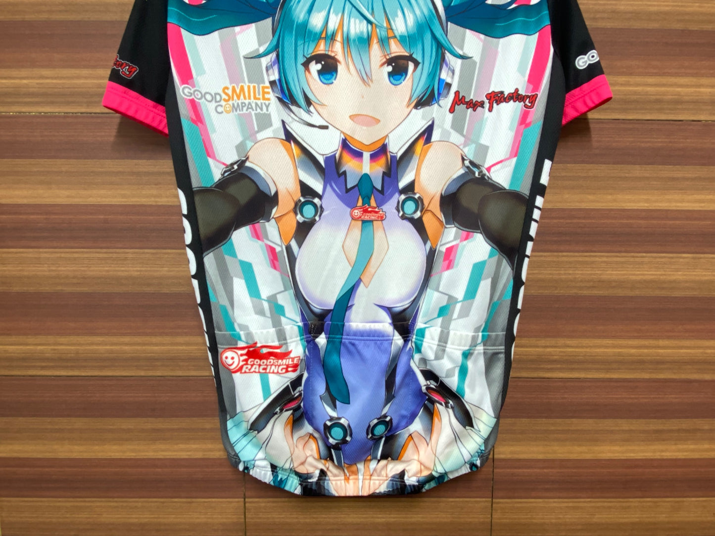 IK096 ウェイブワン WAVE ONE 半袖 サイクルジャージ 白 青 M RACING MIKU 2013Ver. 痛ジャージ