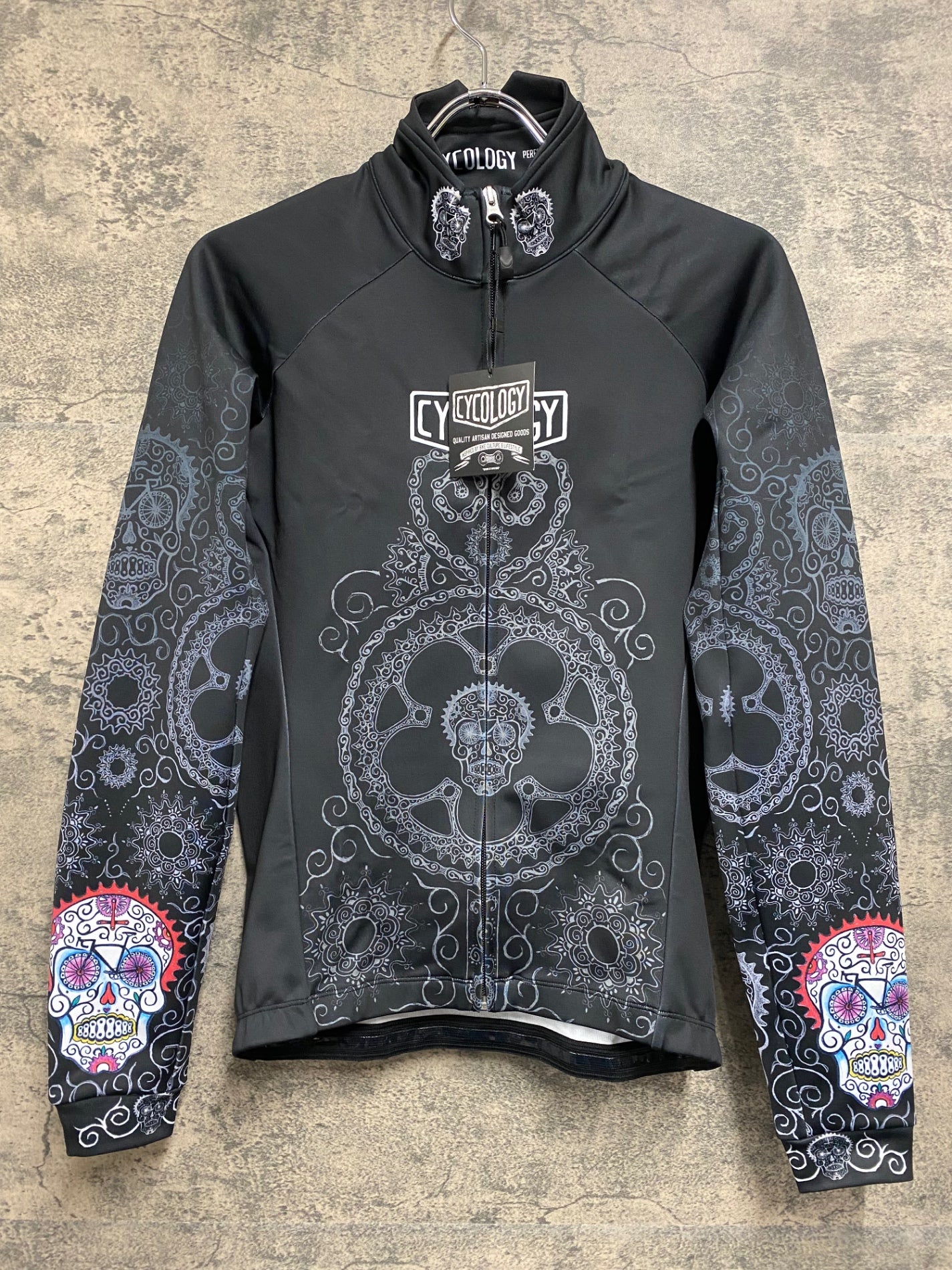 JC856 サイコロジー CYCOLOGY 長袖 サイクルジャージ 黒 龍 S 裏起毛