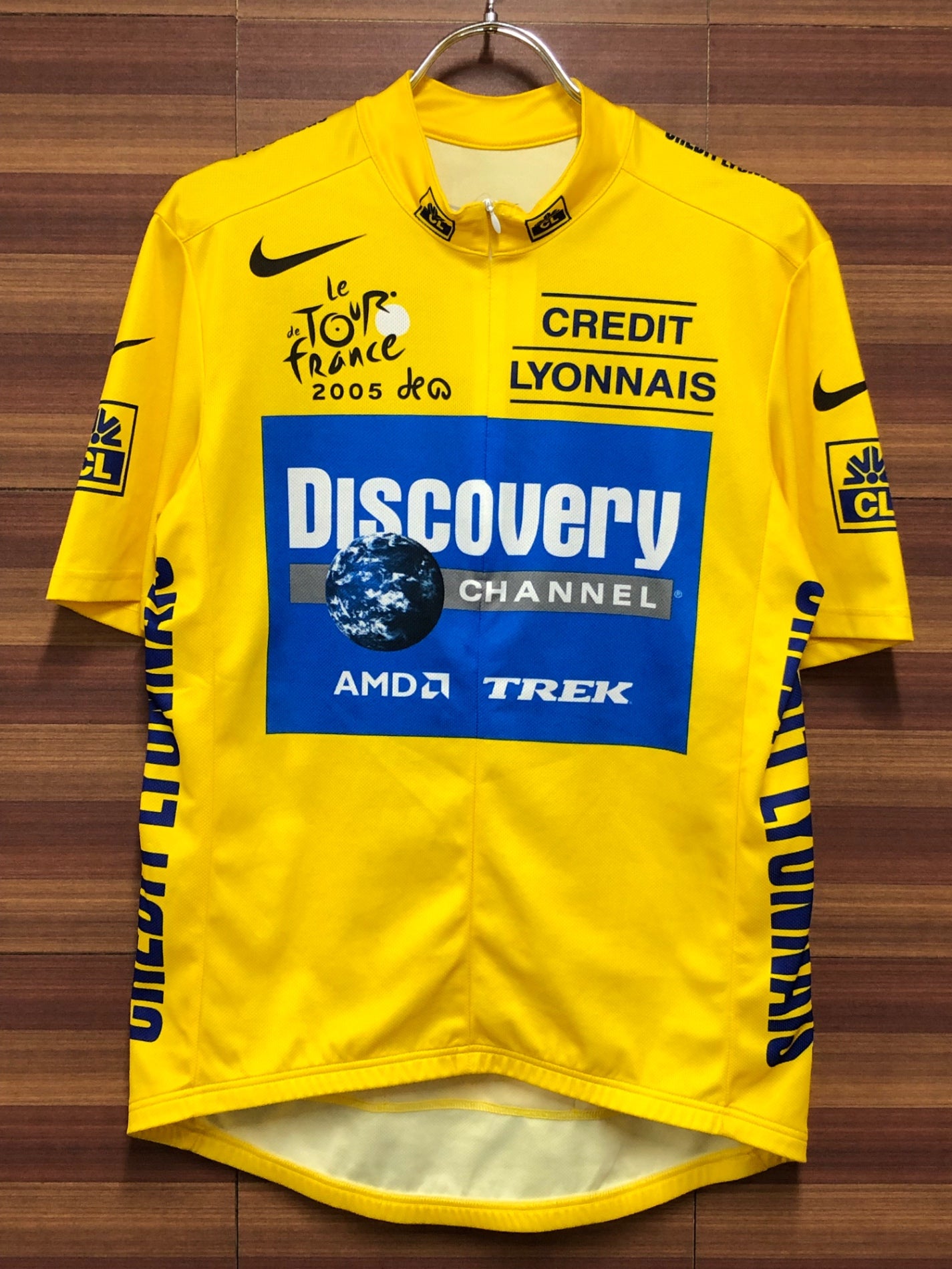 IH729 ナイキ NIKE 半袖 サイクルジャージ 黃 L Discovery CHANNEL ツール・ド・フランス 2005