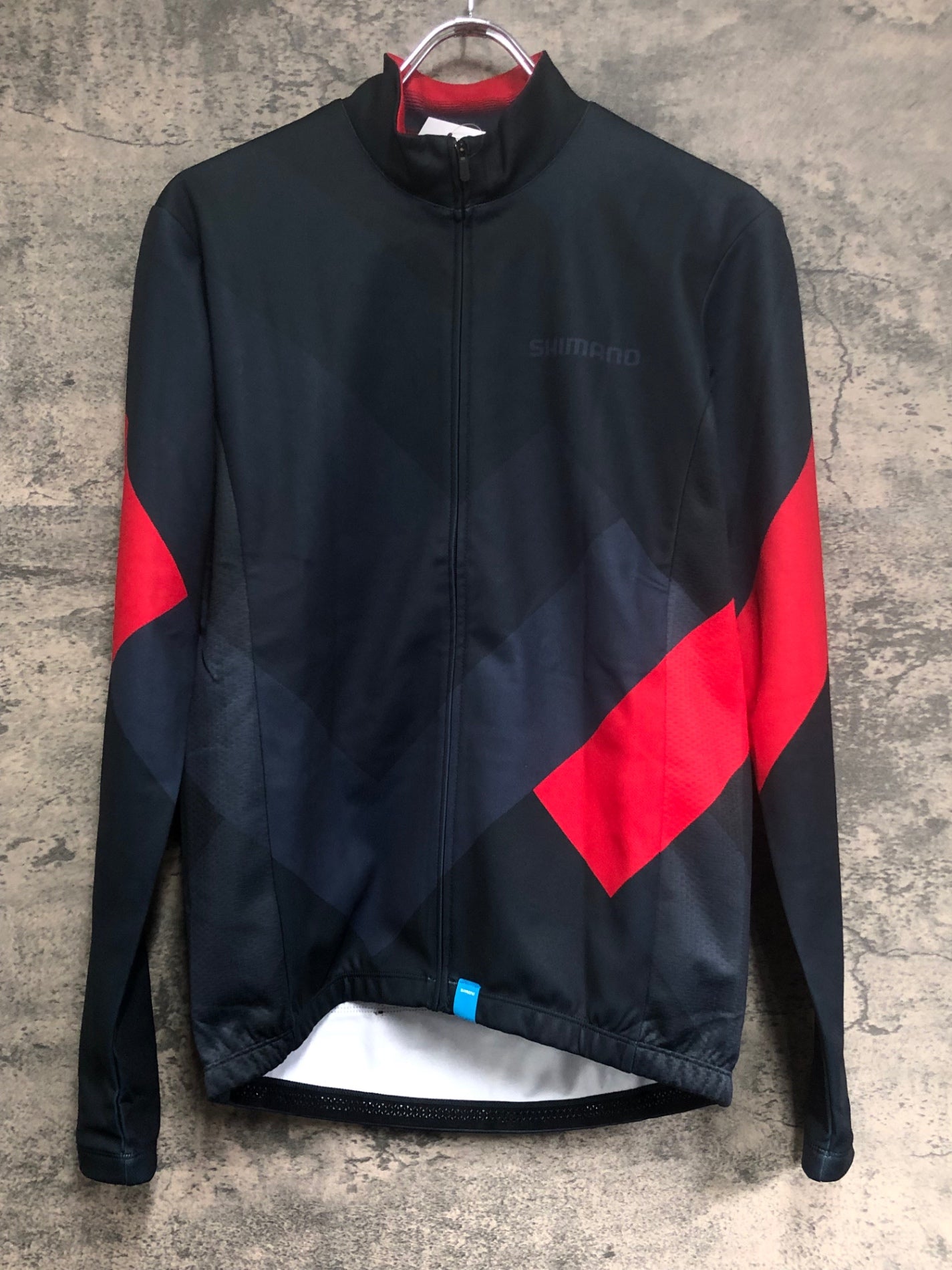 IX181 シマノ SHIMANO 長袖 サイクルジャージ 紺 赤 L 裏起毛