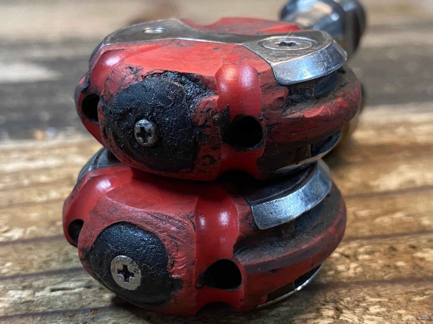 IV192 スピードプレイ SPEEDPLAY ビンディングペダル 赤 チタンシャフト ※シャフトガタ大 ジャンク