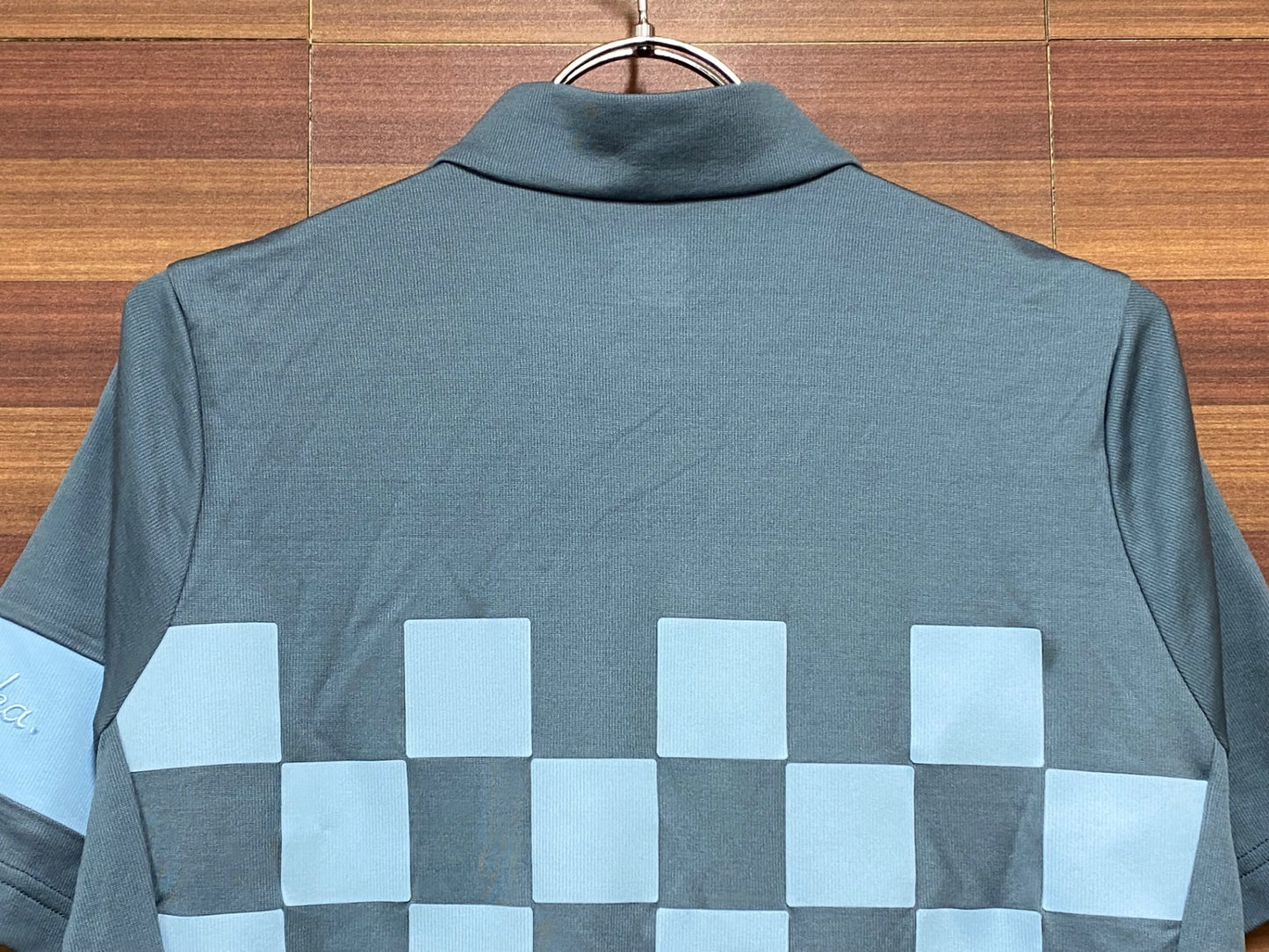 II615 ラファ Rapha CHECK JERSEY 半袖 サイクルジャージ グレーブルー S