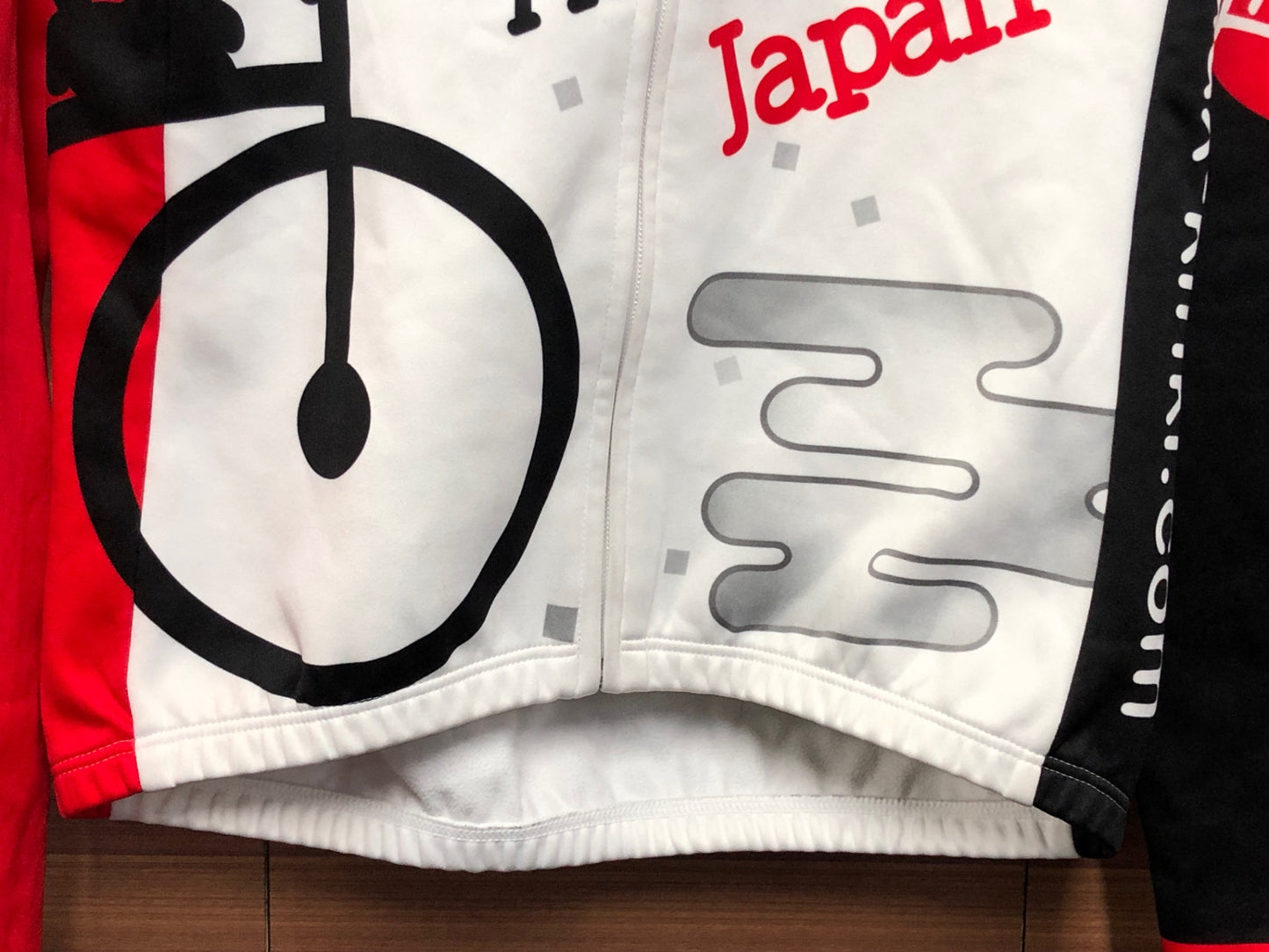 IT018 ウェイブワン WAVE ONE 長袖 サイクルジャージ 白 赤 L 裏起毛 Audax Japan 近畿 痛ジャージ