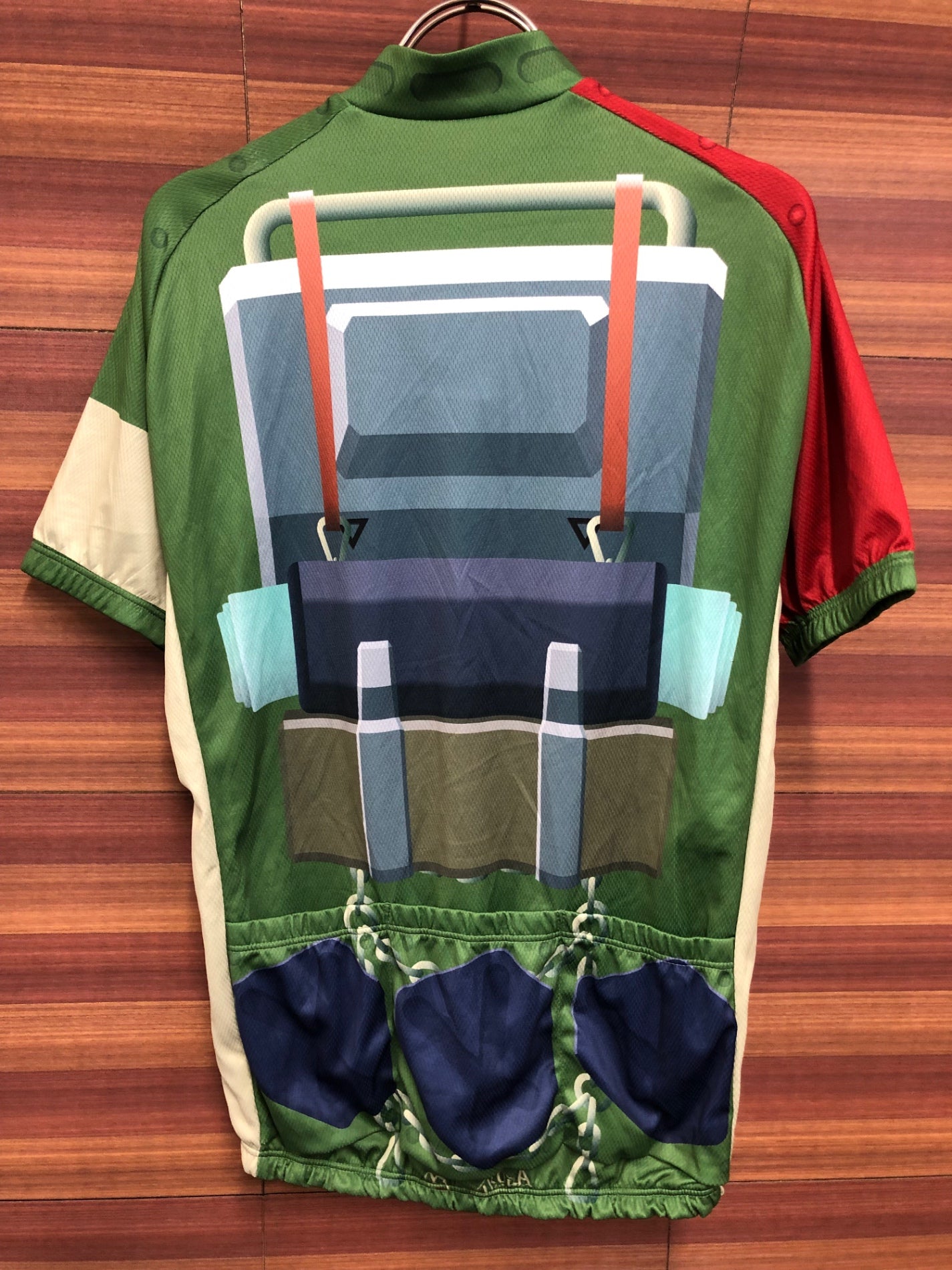 IS995 ウェイブワン WAVE ONE AURORA 半袖 サイクルジャージ 緑 青 赤 L 装甲騎兵ボトムズ スコープドッグ ターボカスタム 痛ジャージ