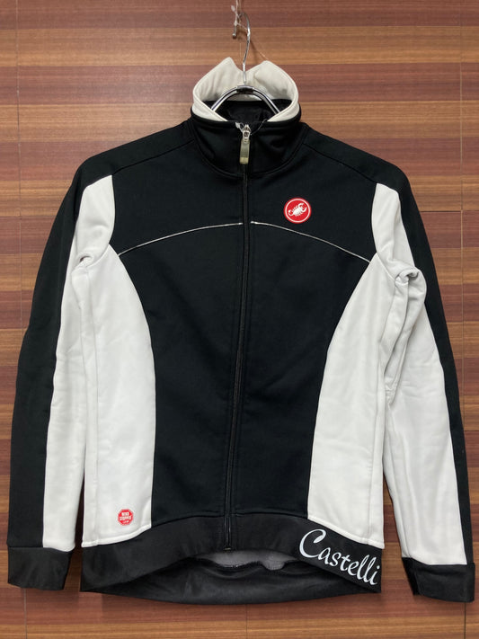 HU436 カステリ CASTELLI 長袖 サイクルジャケット 黒 白 レディース S 裏起毛 ※襟汚れ