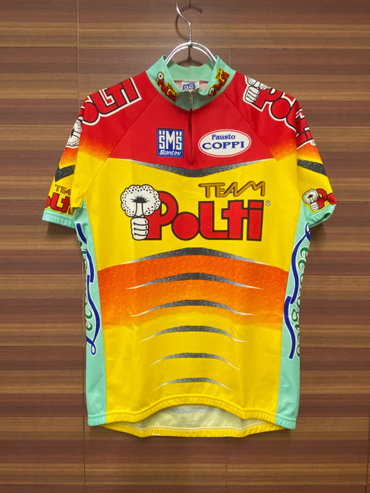 IK011 サンティーニ Santini 半袖 サイクルジャージ ハーフジップ 赤 黄 L Polti