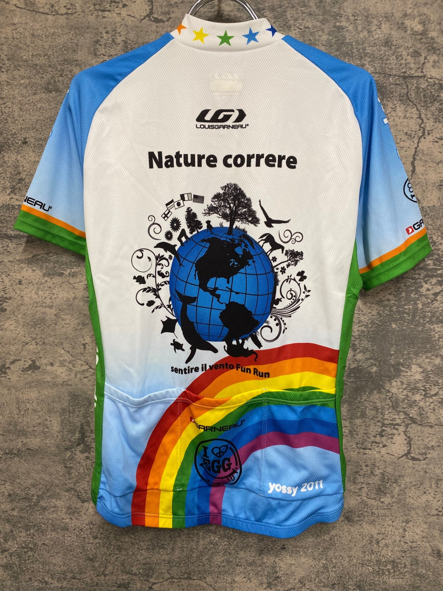 IW123 ルイガノ LOUIS GARNEAU 半袖 サイクルジャージ 白 総柄 S