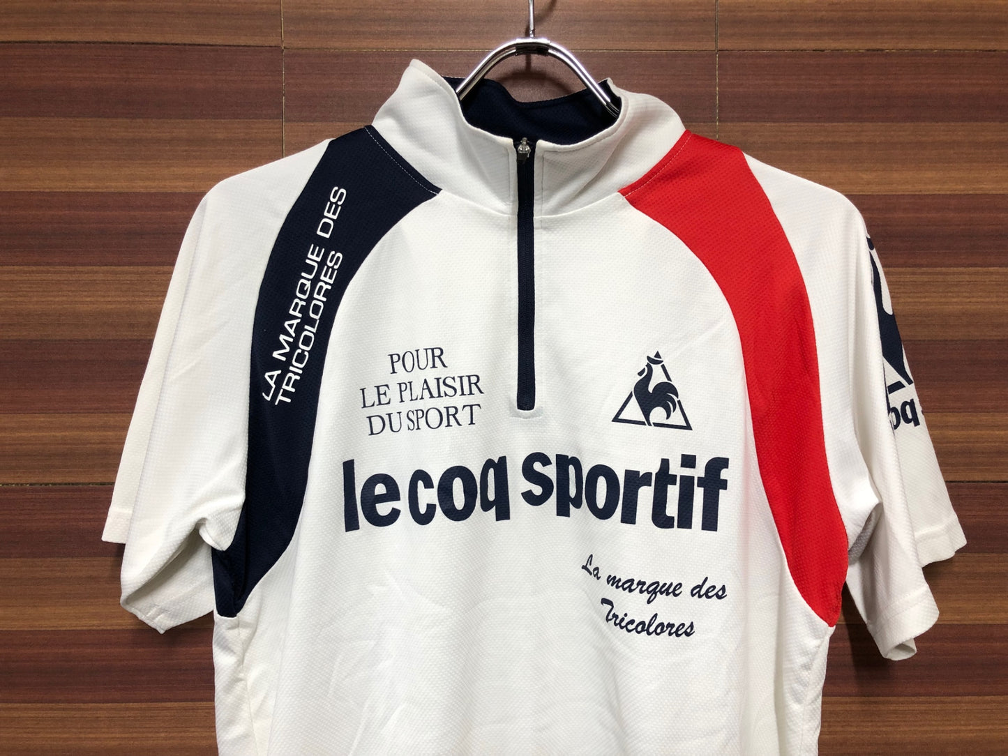 IJ790 ルコックスポルティフ lecoqsportif 半袖サイクルジャージ Lサイズ 白 ※ほつれあり