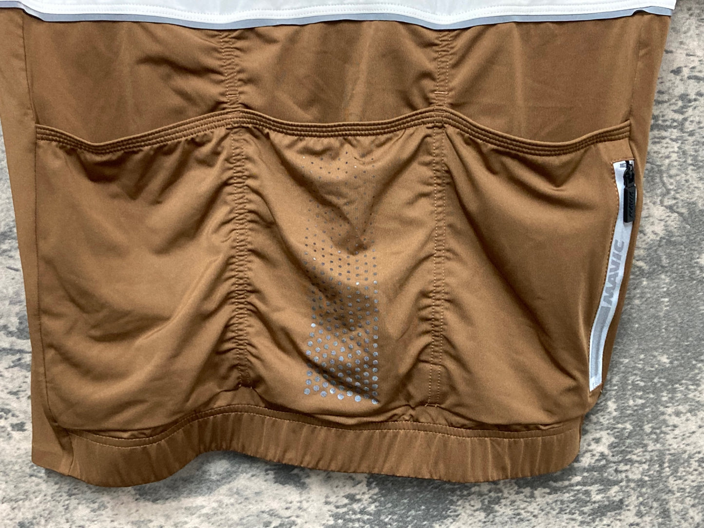 IW587 マヴィック MAVIC 半袖 サイクルジャージ 白 茶 黒 L 汚れあり