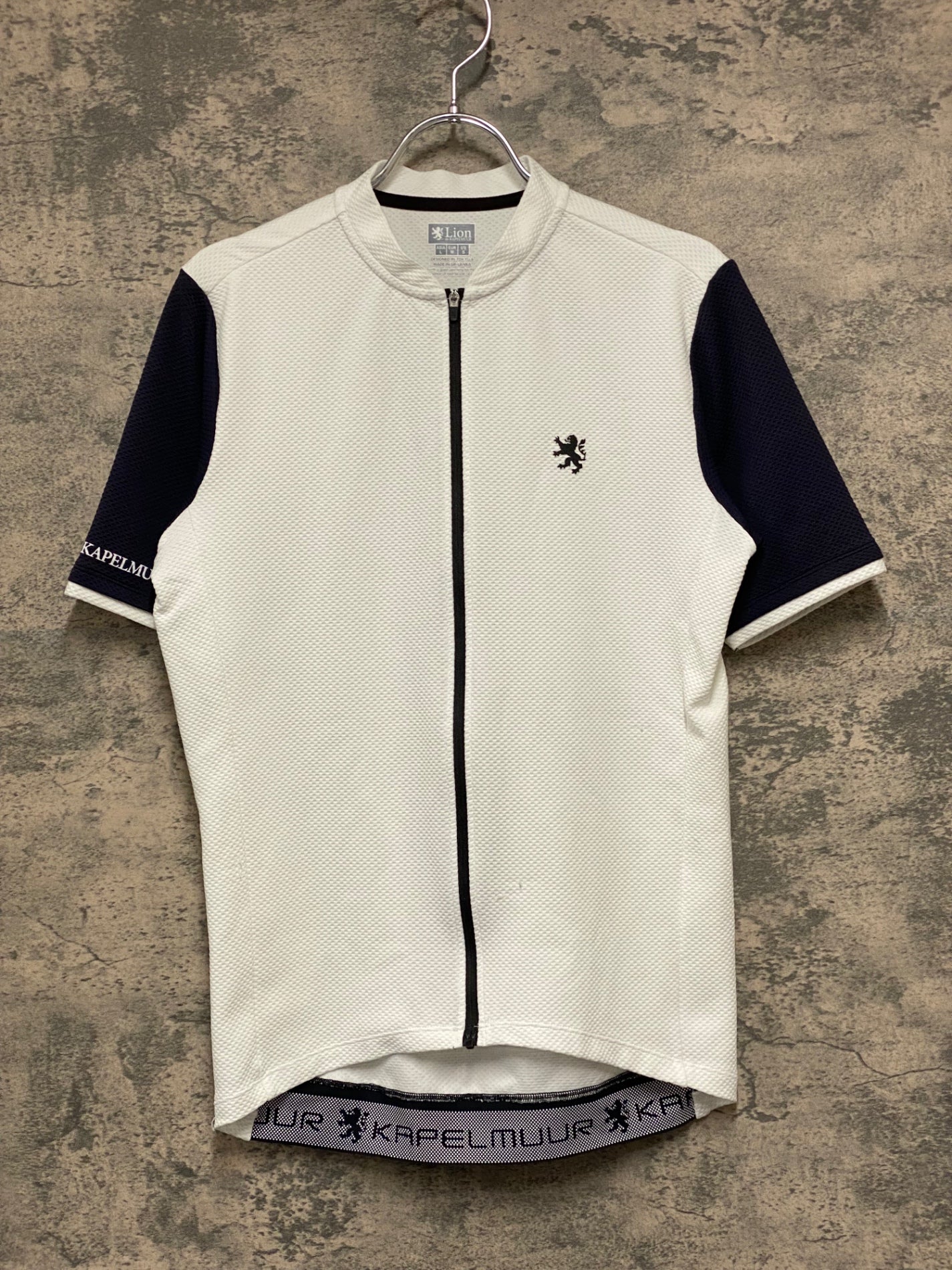 JB701 リオンドカペルミュール Lion de KAPELMUUR 半袖 サイクルジャージ 白 黒 L