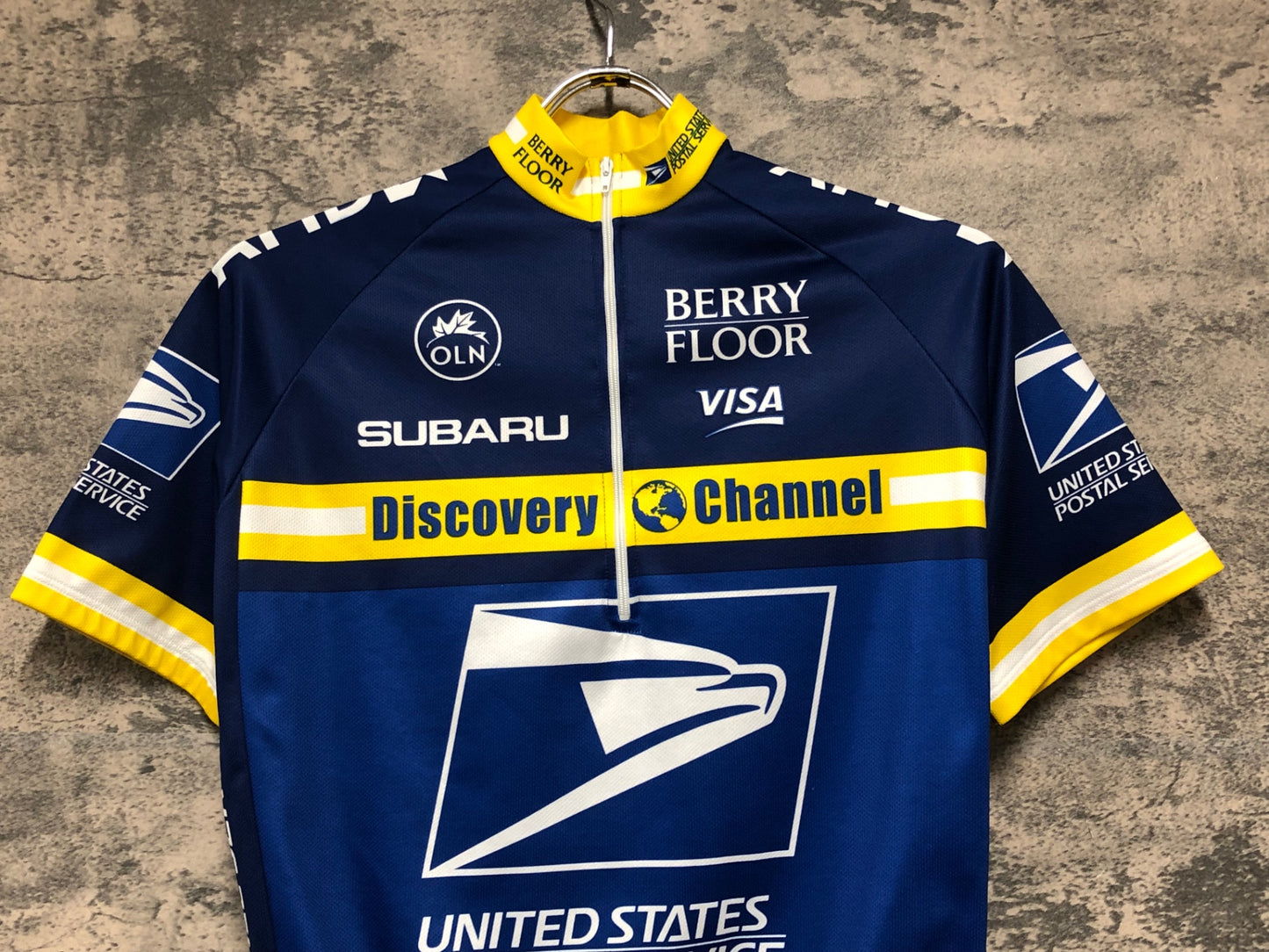 JC343 ナイキ NIKE トレック TREK UNITED STATES POSTAL SERVICE 半袖 サイクルジャージ 紺黄 S