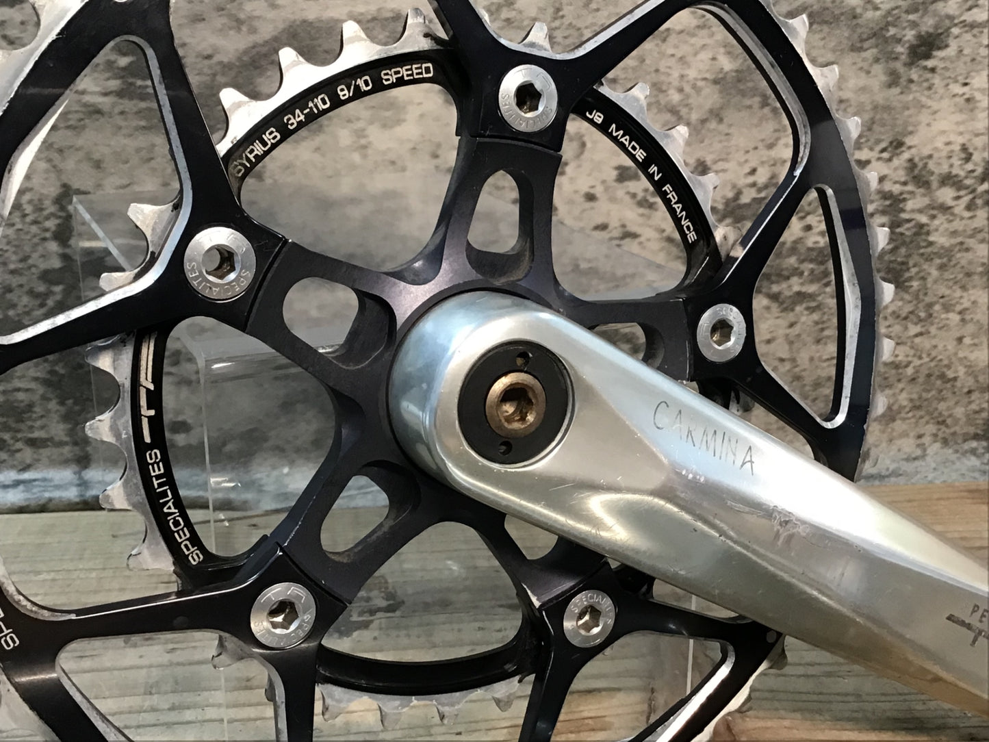 IO667 TA CARMINA 50/34 167.5mm アルミ クランクセット TA純正チタンシャフトBB付き シャフト径実測Φ17 BSAネジ