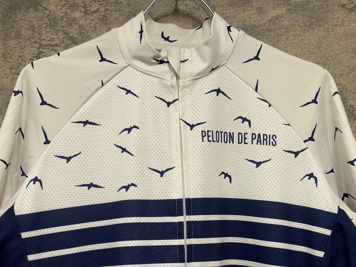 JC043 プロトンドパリ Peloton de Paris 半袖 サイクルジャージ 白 紺 L