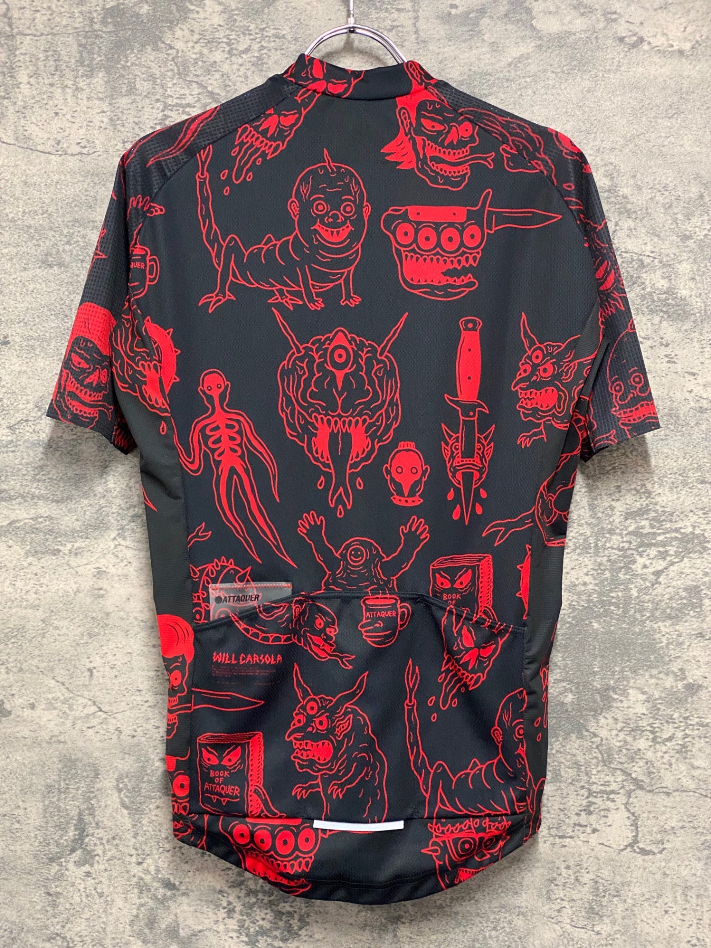 JA623 アタッカー ATTAQUER Artist Series Limited Edition 半袖 サイクルジャージ 赤 黒 M Will Carsola