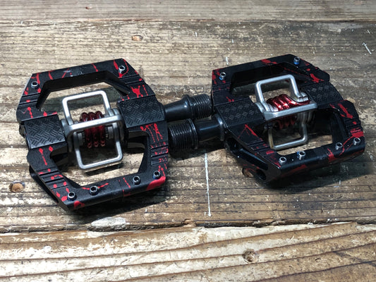 IY820 クランクブラザーズ CRANK BROTHERS マレット MALLET E LS SPLATTER EDITION ビンディングペダル 黒赤