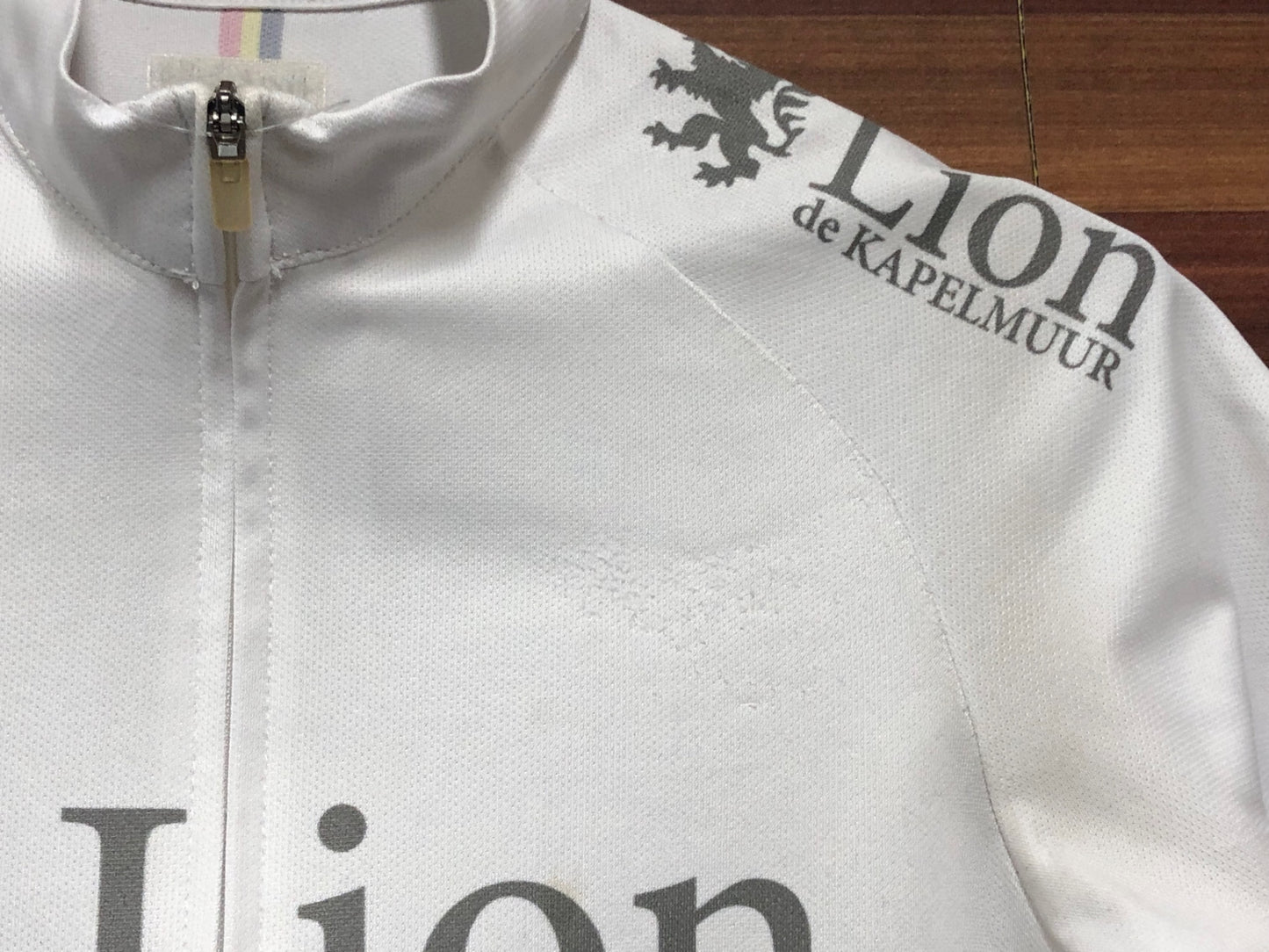 IN237 リオンドカペルミュール Lion de KAPELMUUR 半袖 サイクルジャージ 白 S ※スレ