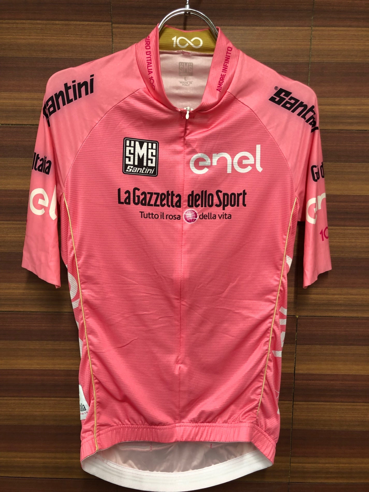 IP956 サンティーニ Santini 半袖 サイクルジャージ ピンク L ハーフジップ Giro d'Italia