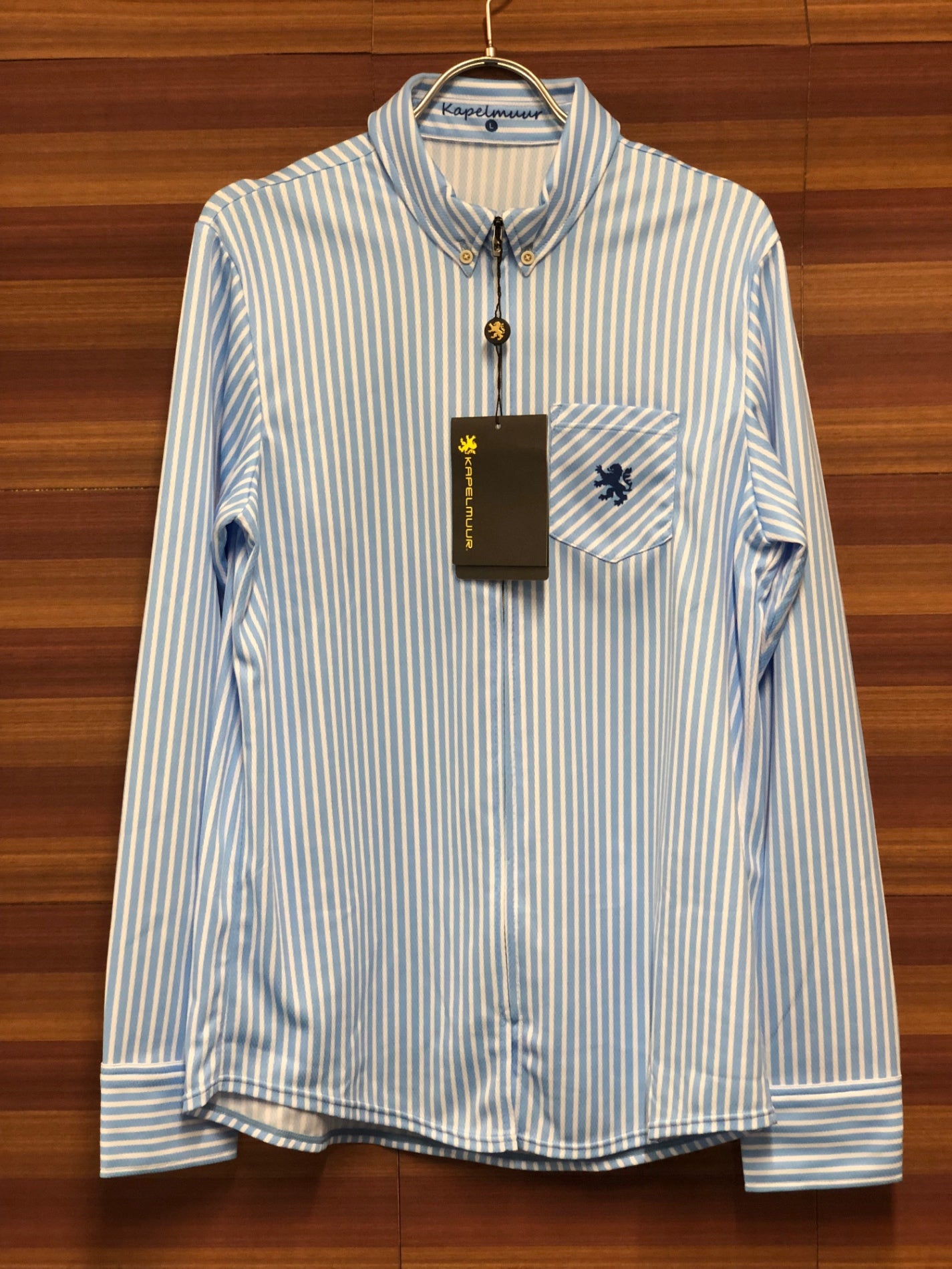 IN976 リオンドカペルミュール Lion de KAPELMUUR 長袖 シャツジャージ ロンドンストライプ L 青※未使用