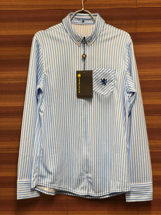 IN976 リオンドカペルミュール Lion de KAPELMUUR 長袖 シャツジャージ ロンドンストライプ L 青※未使用