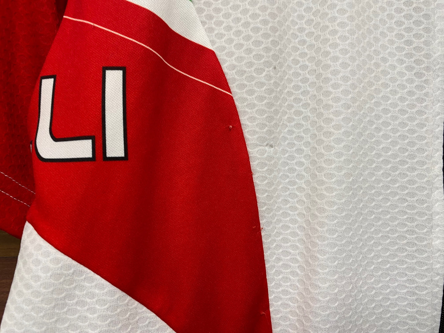 IN869 カステリ CASTELLI 半袖 サイクルジャージ 白 赤 XL ※ほつれ