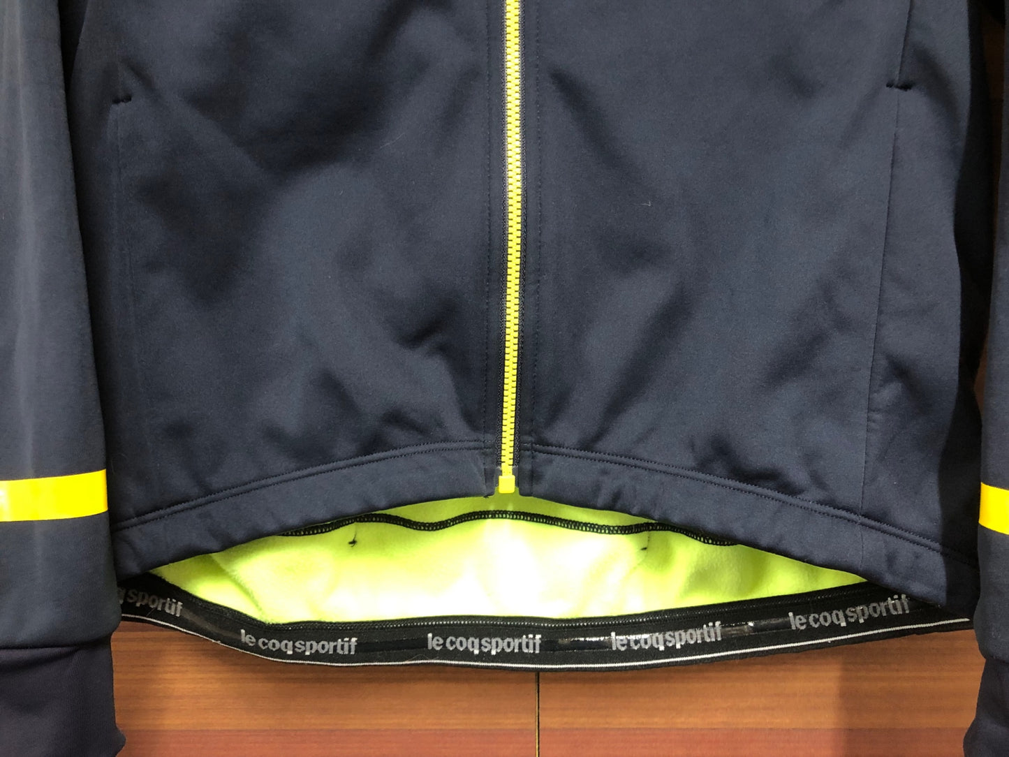 IO077 ルコックスポルティフ le coq sportif 長袖 サイクルジャケット 紺 黄 L 裏起毛