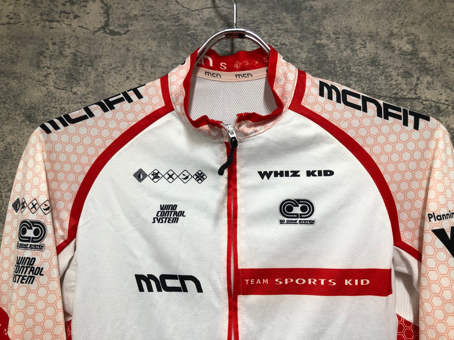 IZ892 mcn 長袖 サイクルジャージ 白 S sports kid