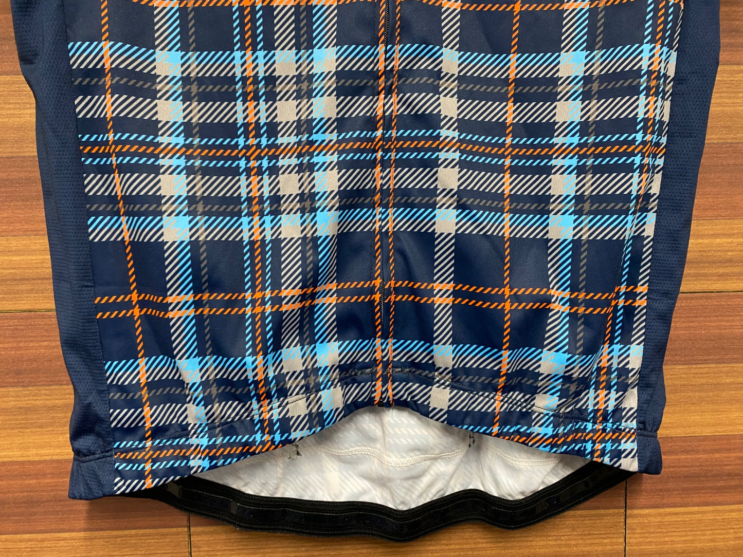 IN341 MYSENLAN 半袖 サイクルジャージ チェック 青 M