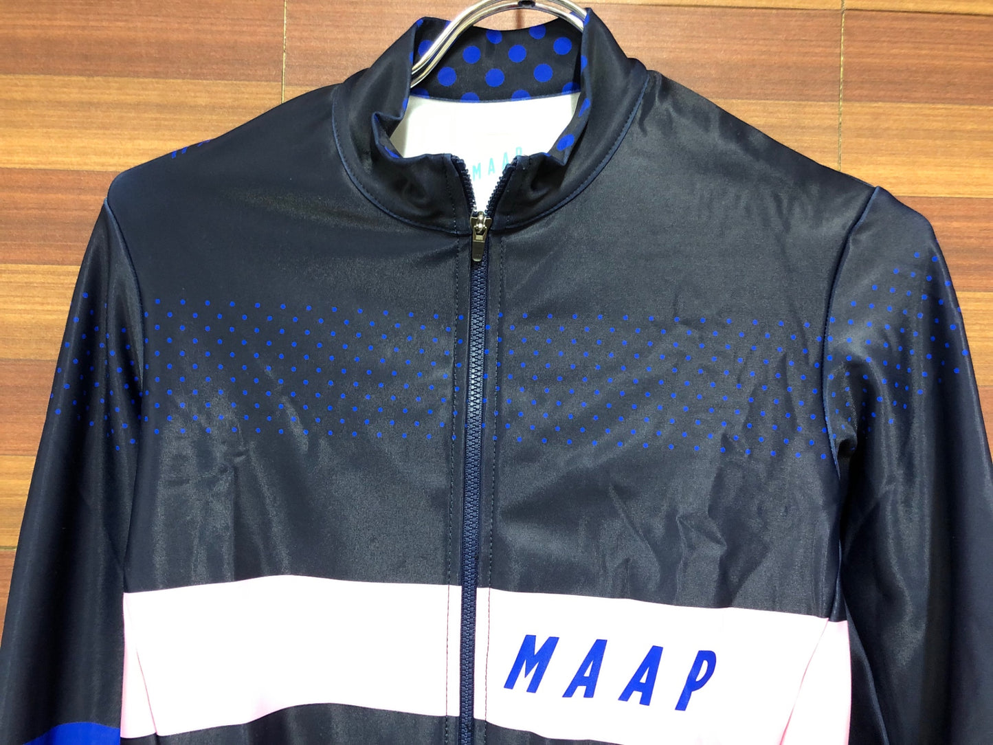 IM972 マープ MAAP 長袖 サイクルジャージ 紺 ピンク S 裏起毛