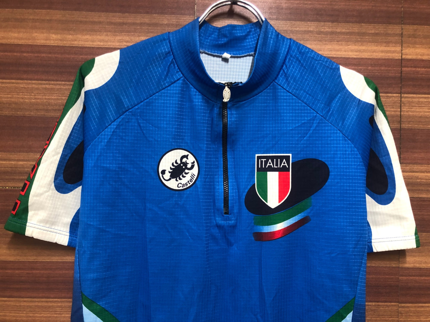 IF391 カステリ castelli 半袖サイクルジャージ ITALIA 青 M ビンテージ