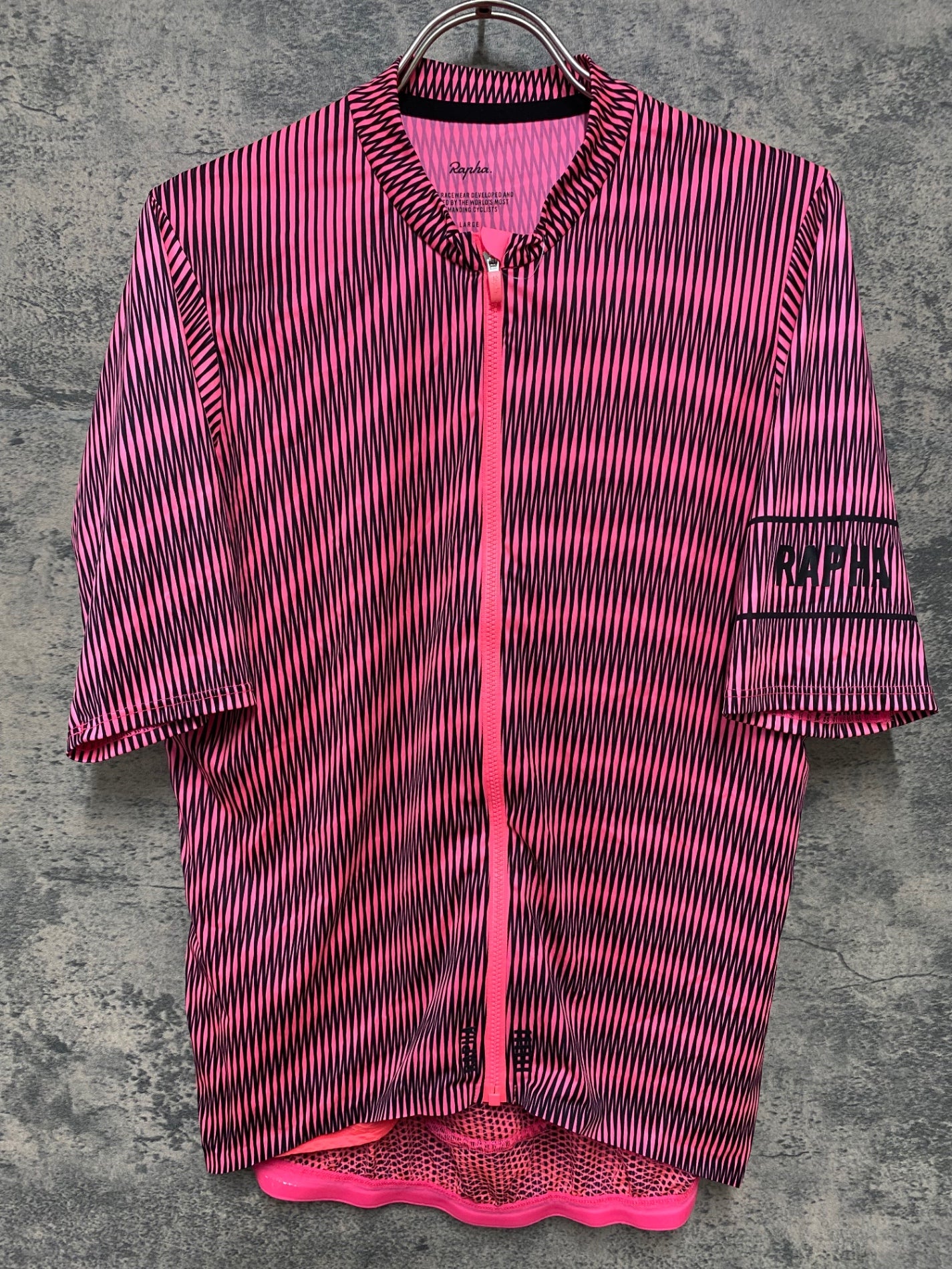 JD383 ラファ Rapha PRO TEAM FLY WEIGHT JERSEY 半袖 サイクルジャージ 黒 ピンク L