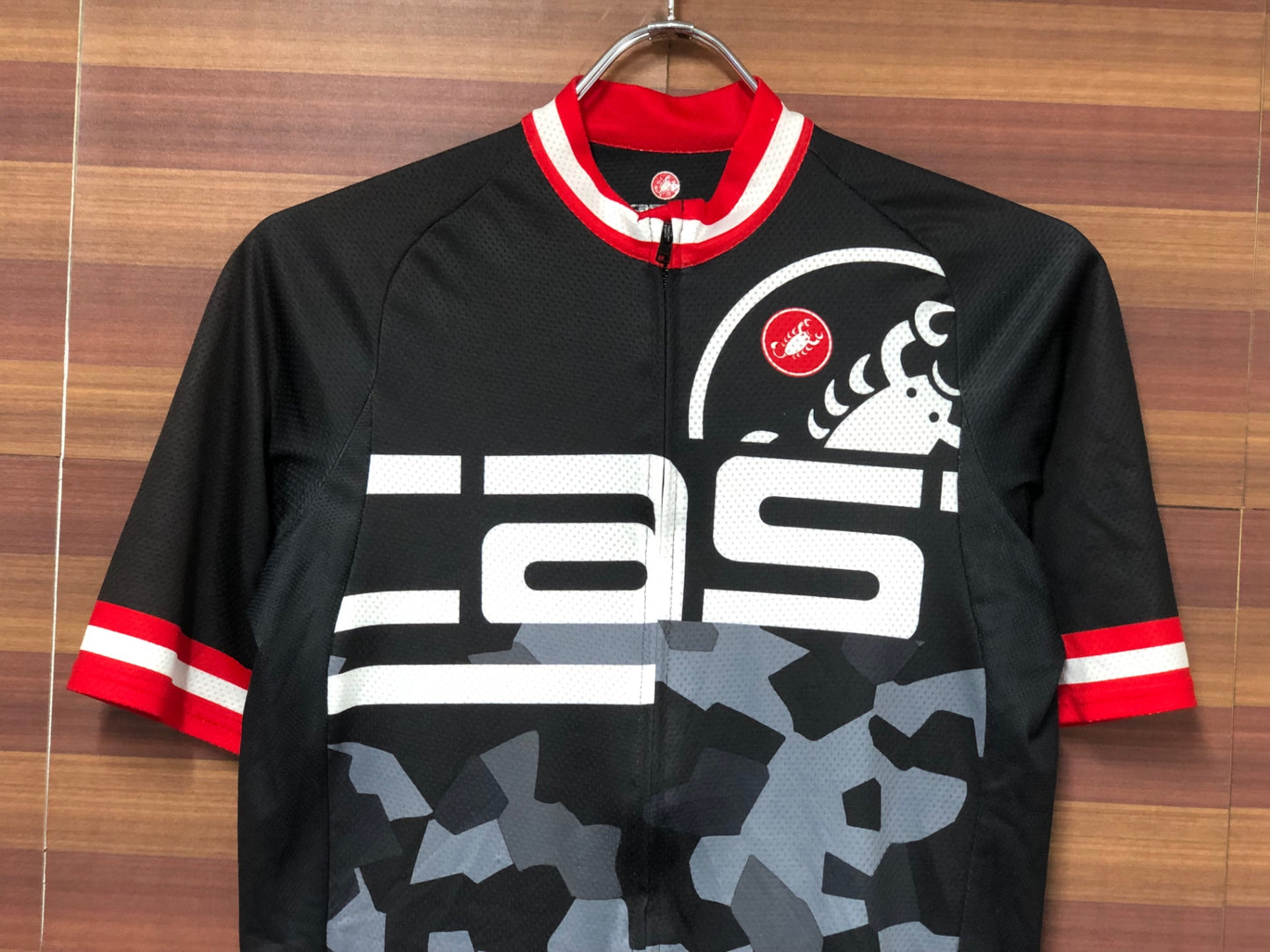 II508 カステリ CASTELLI 半袖 サイクルジャージ 黒 M ※ほつれ