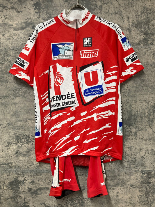 IW719 サンティーニ Santini 半袖 ハーフジップ サイクルジャージ ビブショーツ 上下セット 赤 L Vendée U