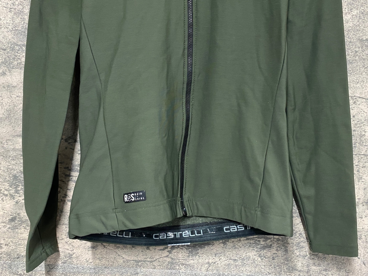 IZ059 カステリ CASTELLI 長袖 サイクルジャージ 緑 L 裏起毛 ※起毛擦