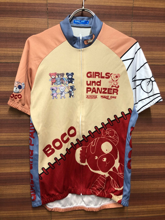 IS992 ウェイブワン WAVE ONE 半袖 サイクルジャージ 赤 レグホーン L ガールズ＆パンツァー ボコられグマのボコ 痛ジャージ