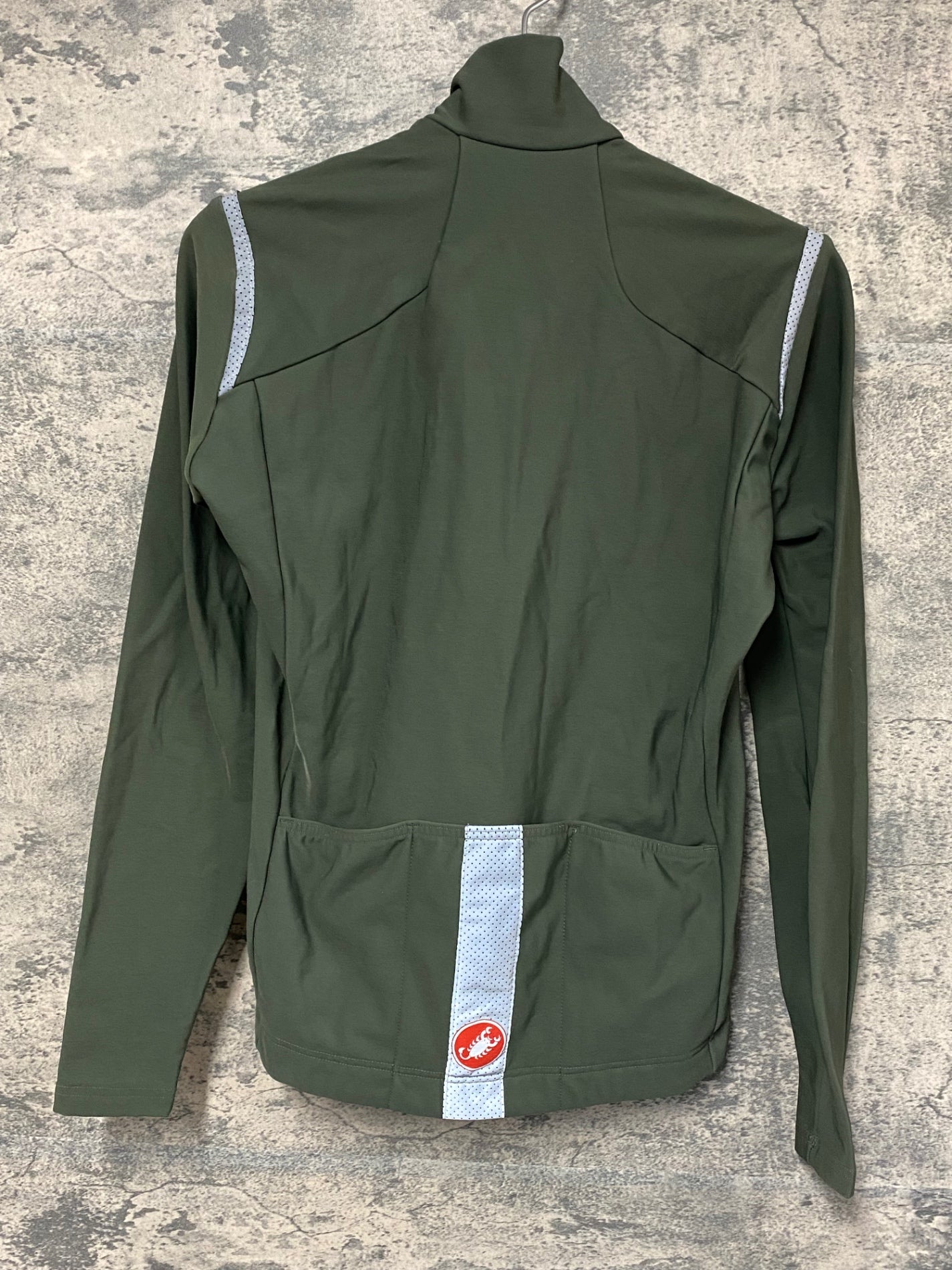 IZ059 カステリ CASTELLI 長袖 サイクルジャージ 緑 L 裏起毛 ※起毛擦