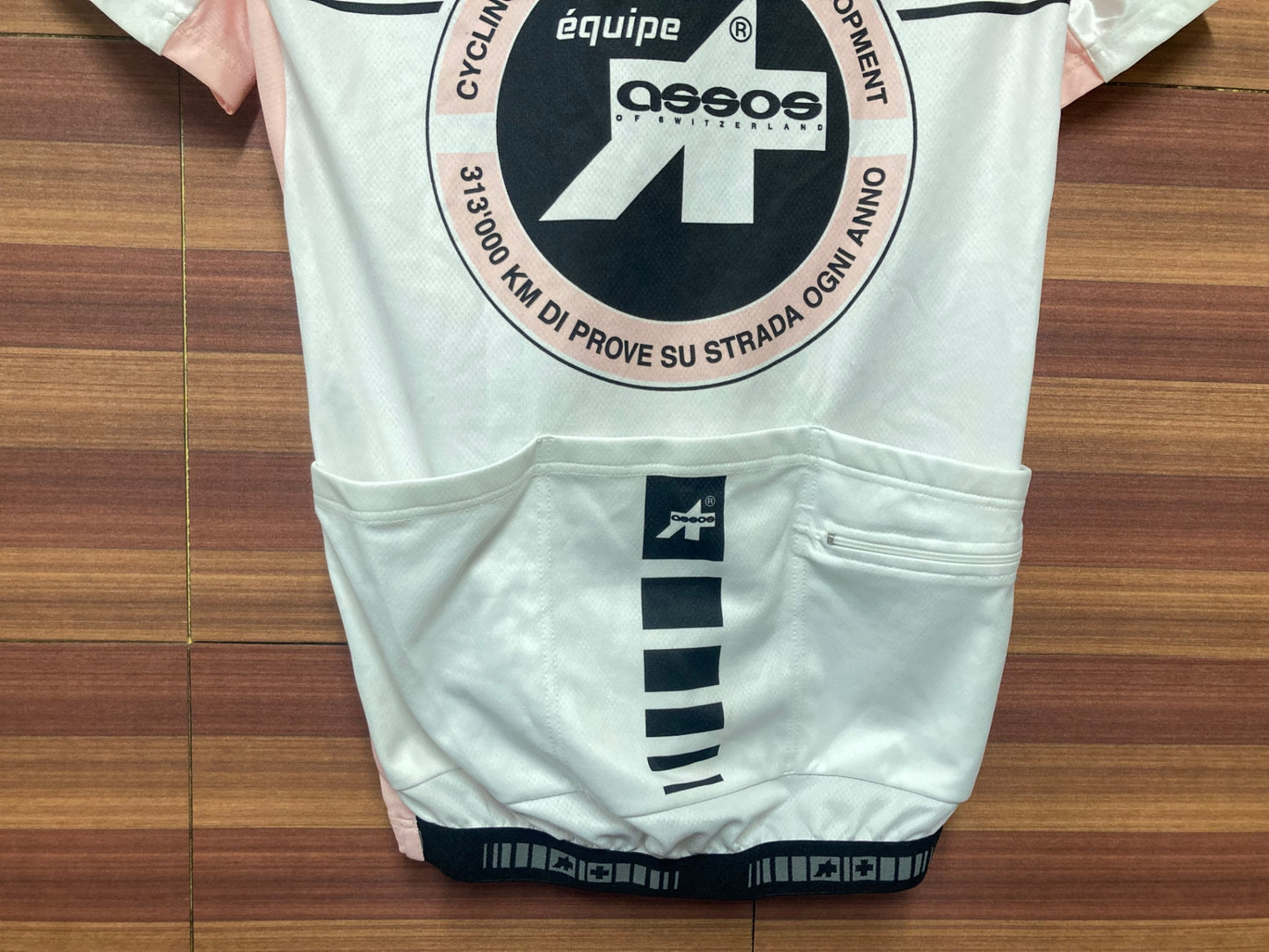 HS124 アソス assos equipe 半袖 サイクルジャージ 白 ピンク S ※染み