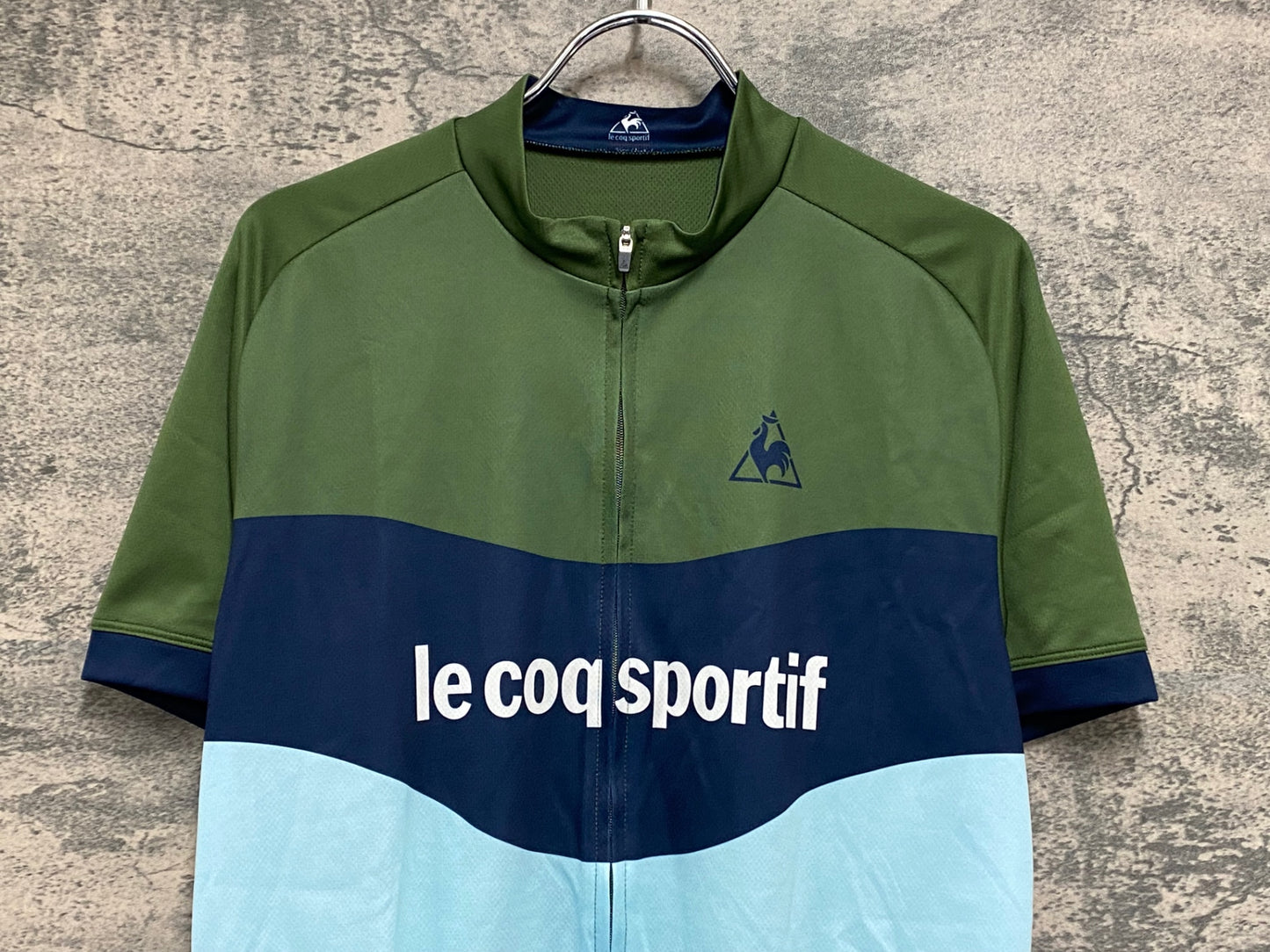 IY814 ルコックスポルティフ le coq sportif 半袖サイクルジャージ L 緑紺