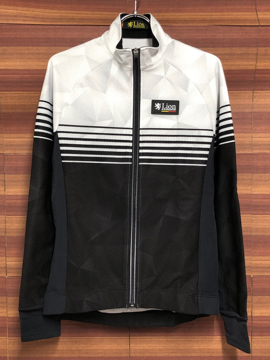 IS295 リオンドカペルミュール Lion de KAPELMUUR 長袖 サイクルジャージ 白 黒 M 裏起毛