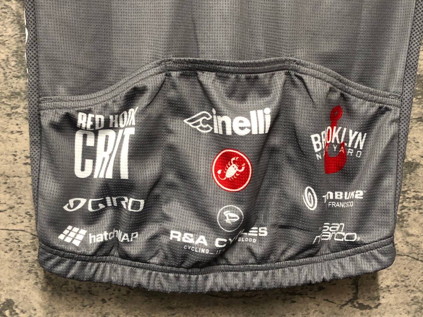 JC762 カステリ CASTELLI 半袖 サイクルジャージ グレー S BROOCKLYN NAVY YARD RED HOOK CRIT