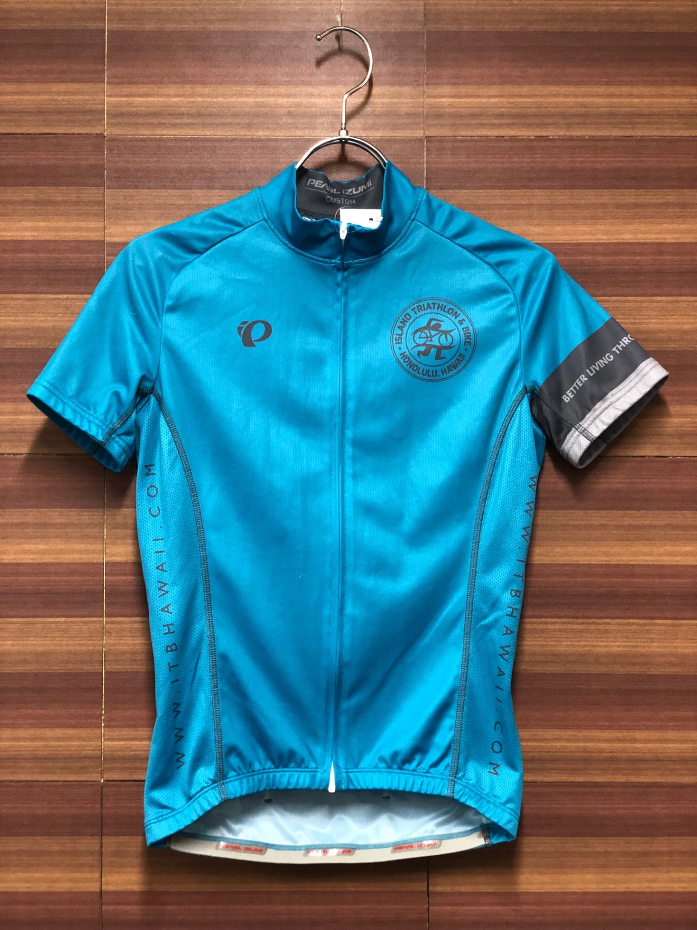 IJ349 パールイズミ PEARL iZUMi 半袖 サイクルジャージ ターコイズ S レディース ISLAND TRIATHLON ＆ BIKE