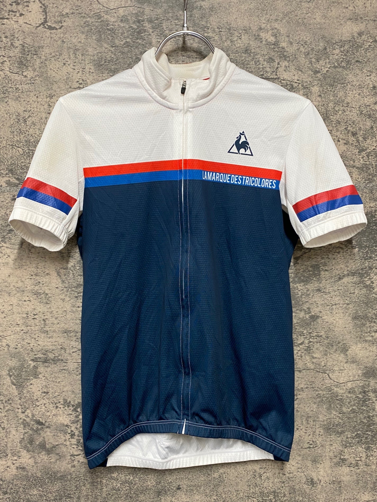 JA172 ルコックスポルティフ le coq sportif 半袖 サイクルジャージ 白 紺 S