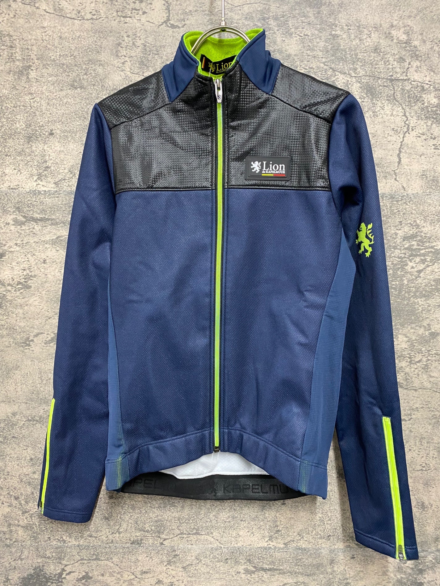 JB067 リオンドカペルミュール Lion de KAPELMUUR 長袖 サイクルジャージ 紺 黒 S 裏起毛