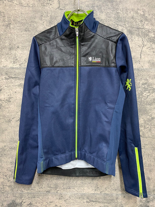 JB067 リオンドカペルミュール Lion de KAPELMUUR 長袖 サイクルジャージ 紺 黒 S 裏起毛