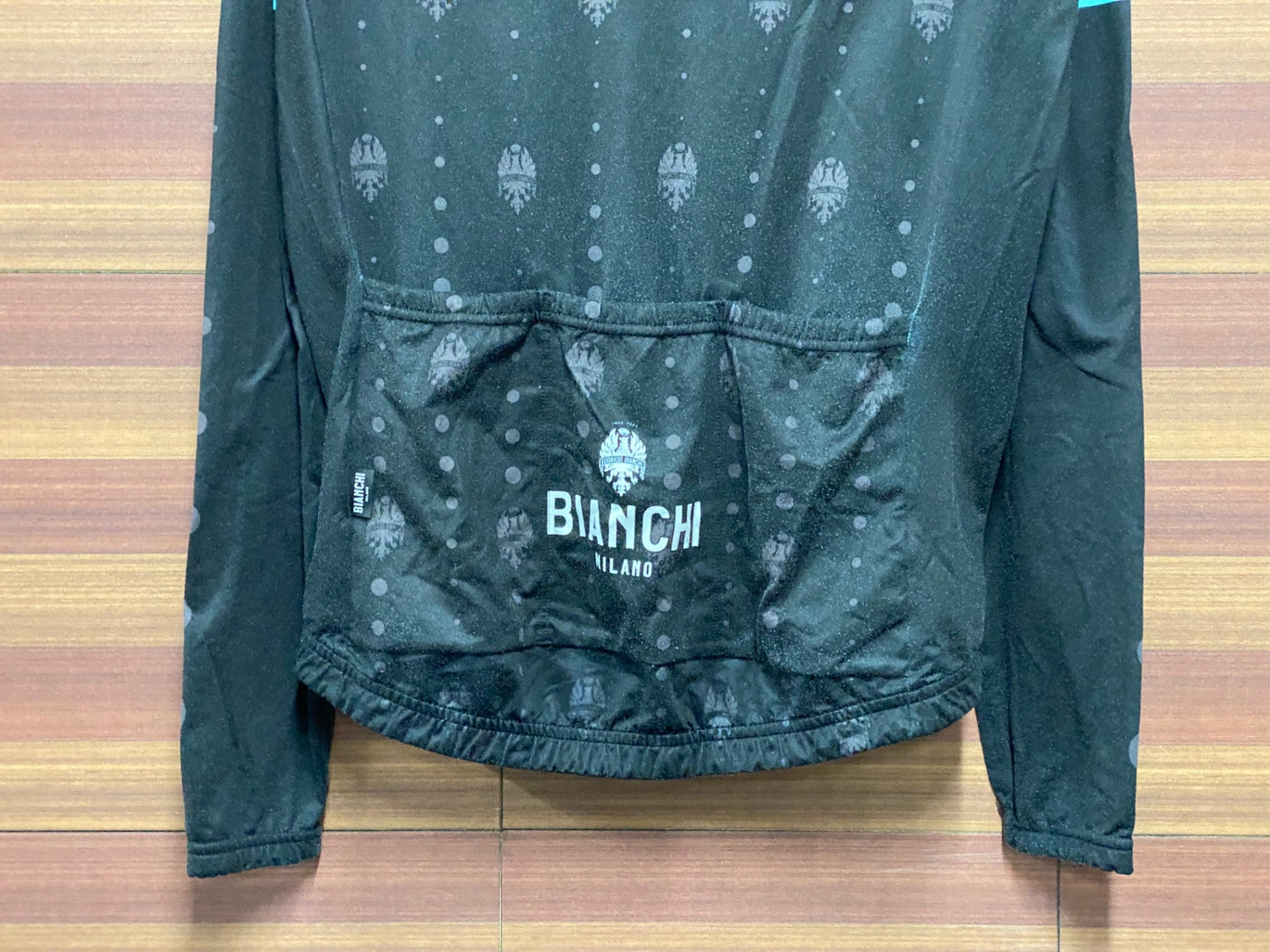 IU097 ビアンキ Bianchi 長袖 サイクルジャージ 黒 チェレステ L