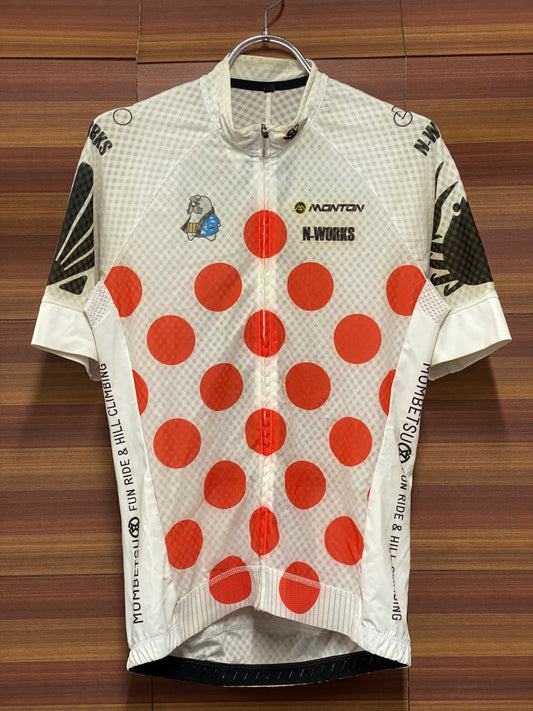 IT911 モントン MONTON 半袖 サイクルジャージ 白 赤 水玉模様 M N-WORKS