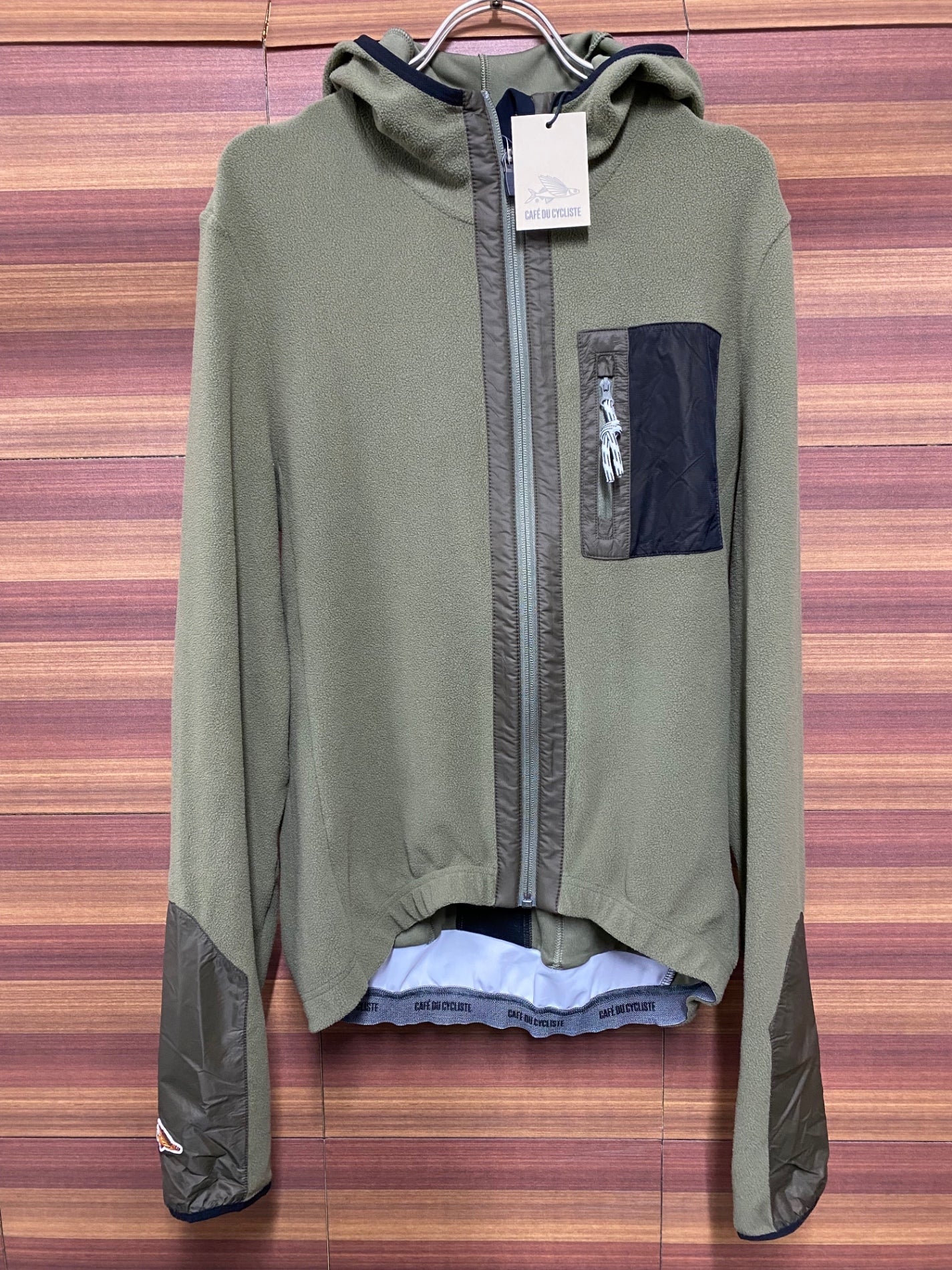 IU749 カフェドシクリステ Cafe du Cycliste AUDAX Ingrid 長袖 フード サイクルジャージ モスグリーン XL