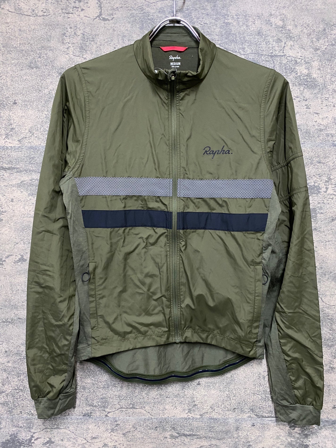 JC965 ラファ Rapha BREVET SLEEVE WINDBLOCK JERSEY 長袖 サイクルジャージ カーキ M 裏起毛