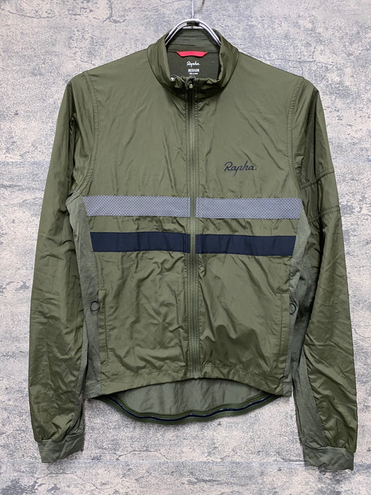 JC965 ラファ Rapha BREVET SLEEVE WINDBLOCK JERSEY 長袖 サイクルジャージ カーキ M 裏起毛
