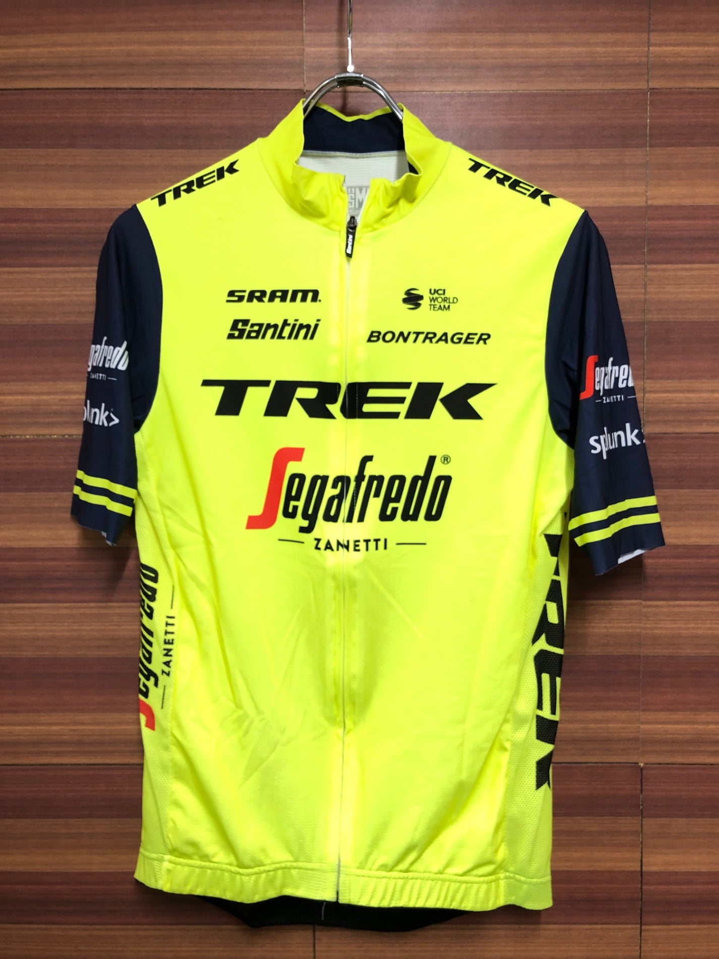 IL248 サンティーニ Santini 半袖 サイクルジャージ 黄 グレー M Segafredo ※汚れ、擦れ